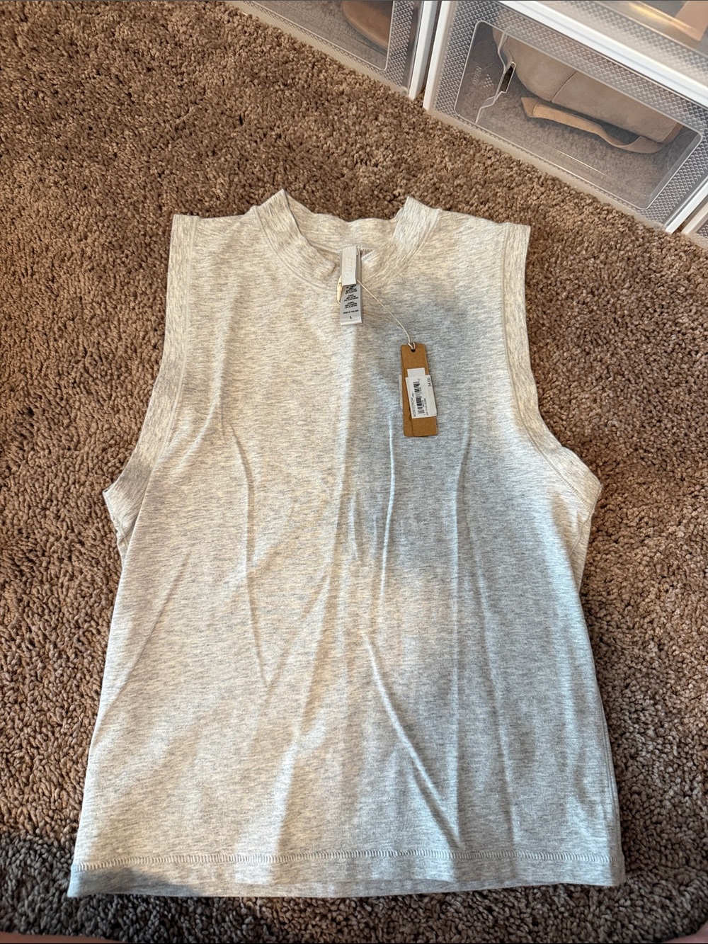 SKIMS Sleeveless Mock Neck Tank - Light Heather Gray